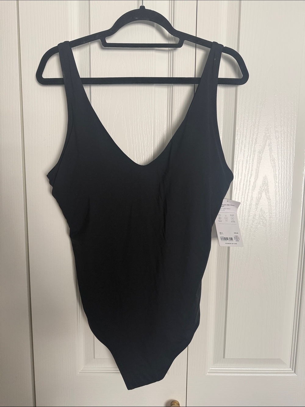 Athleta Black V-Neck One-Piece Swimsuit